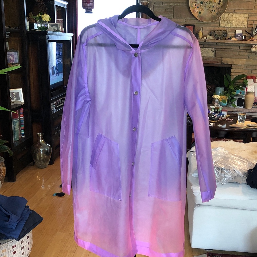 Sheer Lavender Ombre Hooded Raincoat